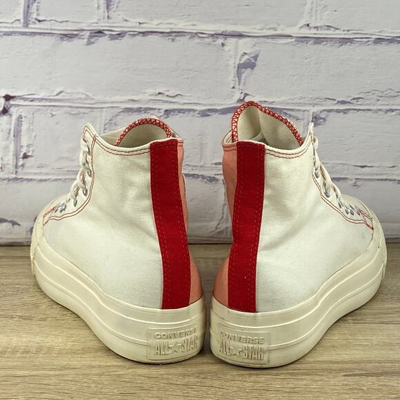 Converse Chuck Taylor All Star Lift Platform Pink Heart Women's 9 High Top Shoes - Picture 4 of 9